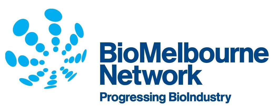 Logo of BioMelbourne Network with text Progressing BioIndustry